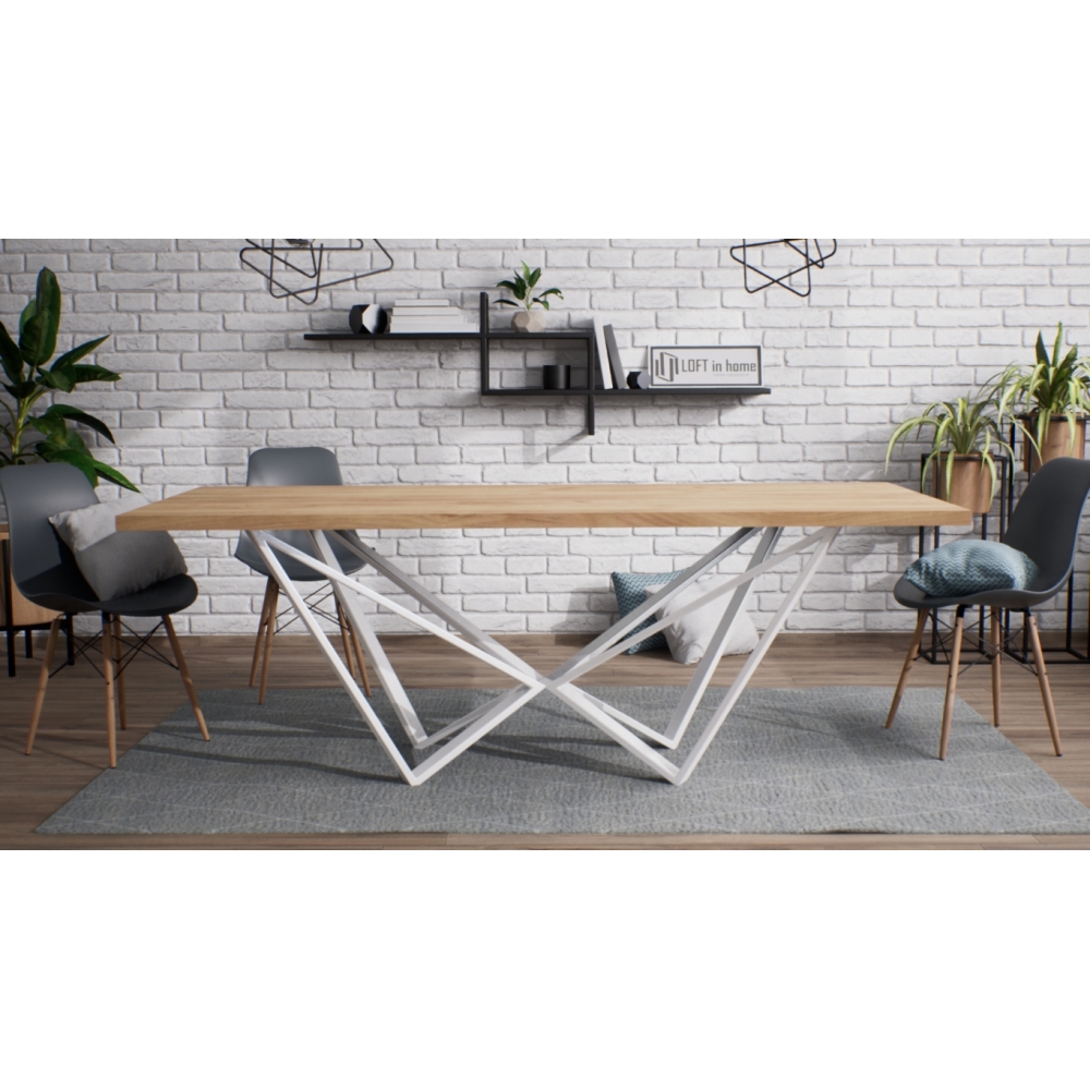 Stół BERLIN blat drewniany lity Dąb - LOFT - obrazek 3