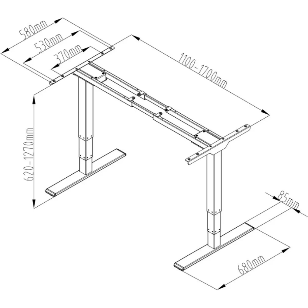 Biurko WERONA z regulacją wysokości i blatem z laminatu - LOFT - obrazek 11