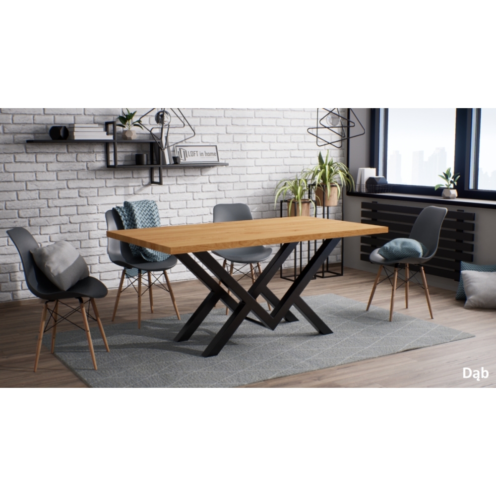 Stół dębowy OSAKA lite drewno - LOFT - obrazek 2