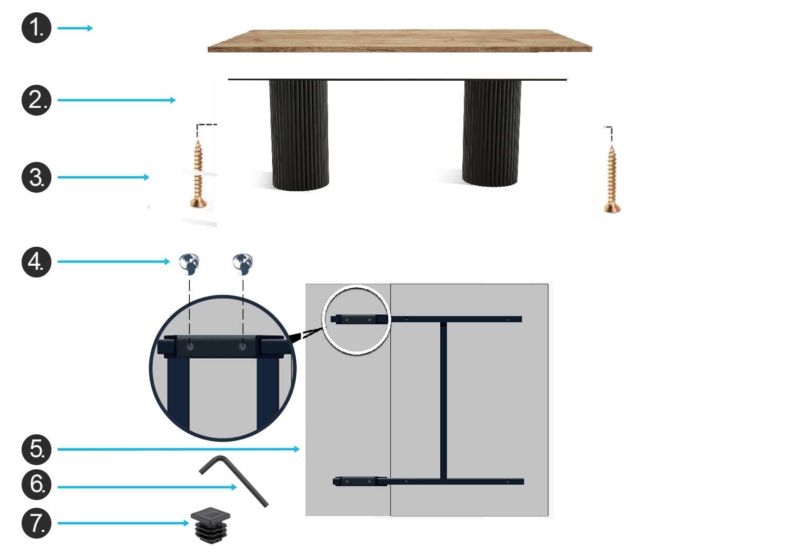 Stół rozkładany ANKARA z blatem laminowanym LOFT - obrazek 15